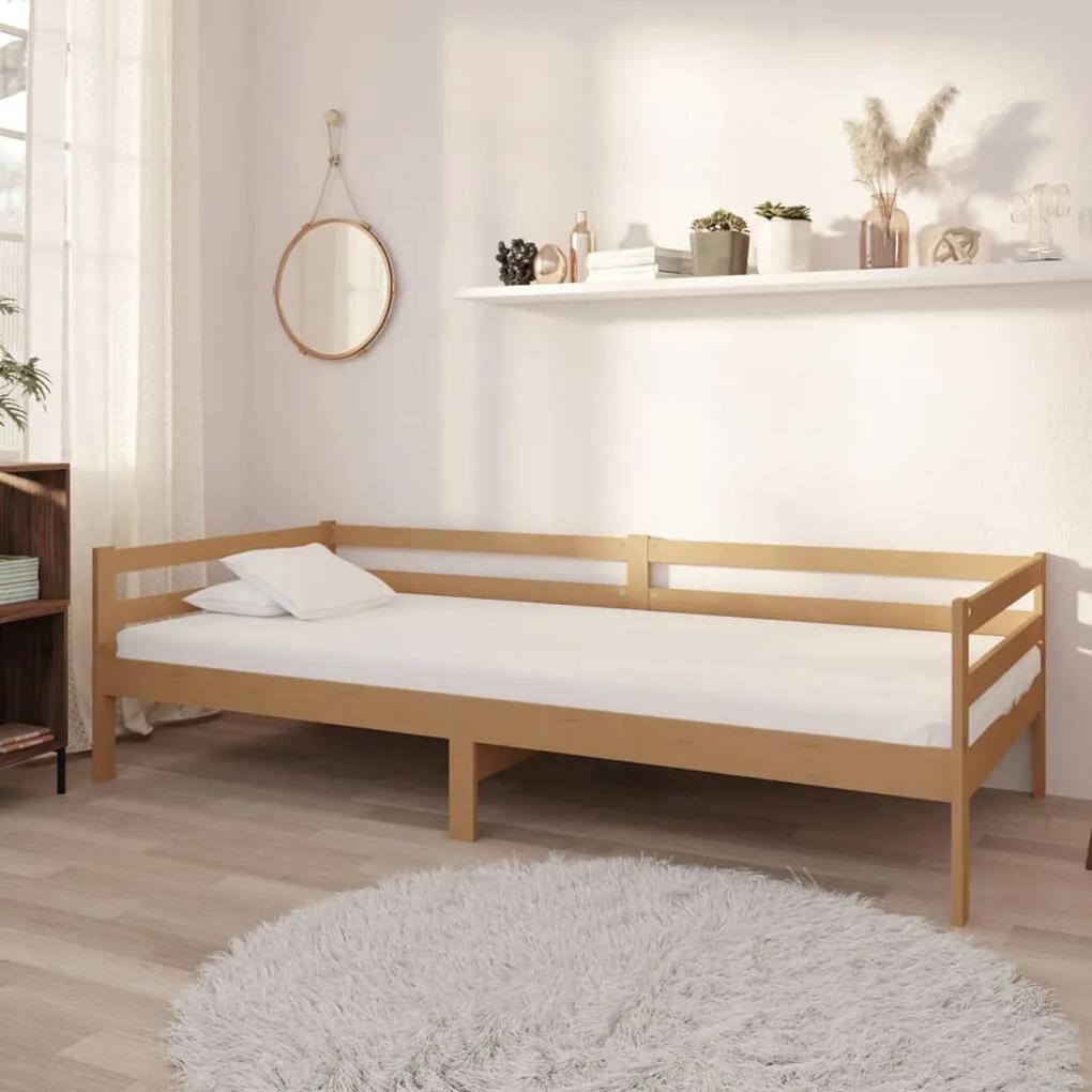 Denná posteľ s matracom 90x200 cm hnedá borovicový masív