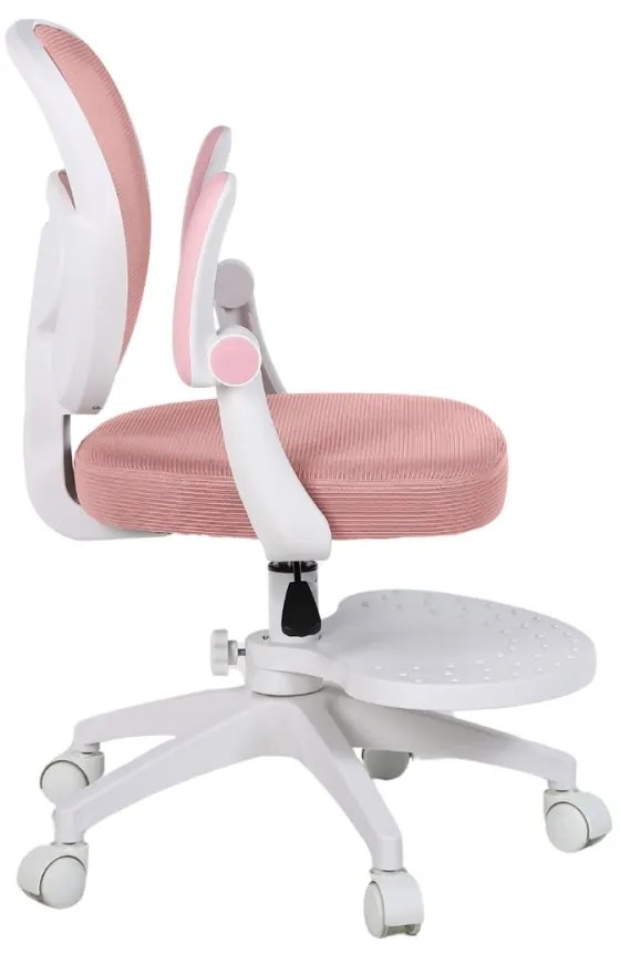 Detská otočná stolička Neoseat JUNI 008 s podnožou — látka, ružová