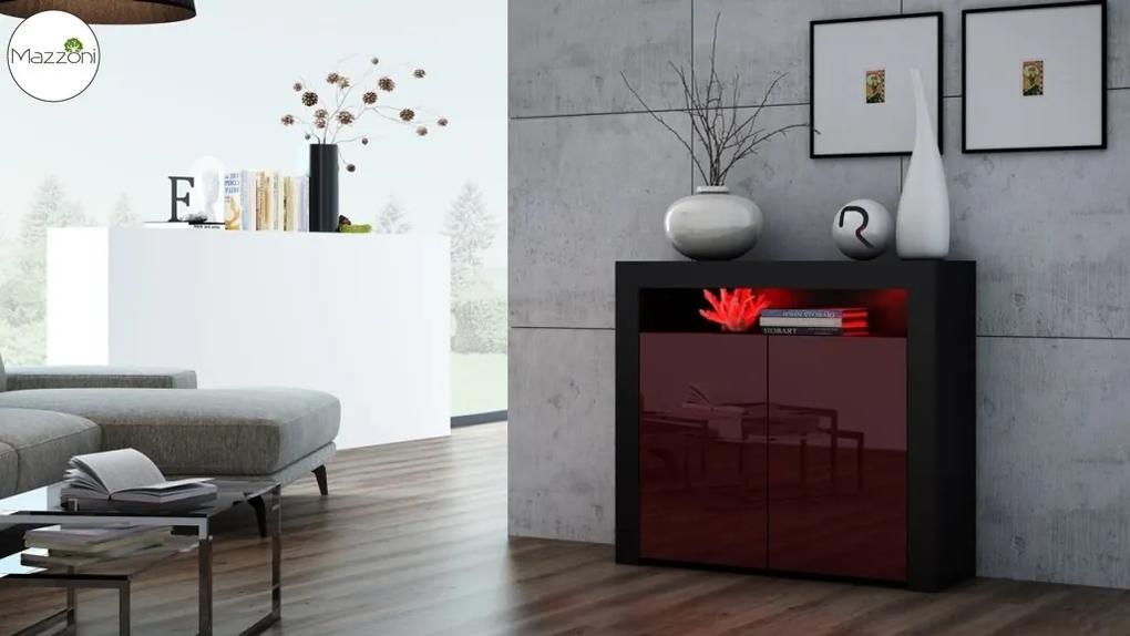 MILA 2D LED skrinka čierna / burgund lesk, obývacia izba
