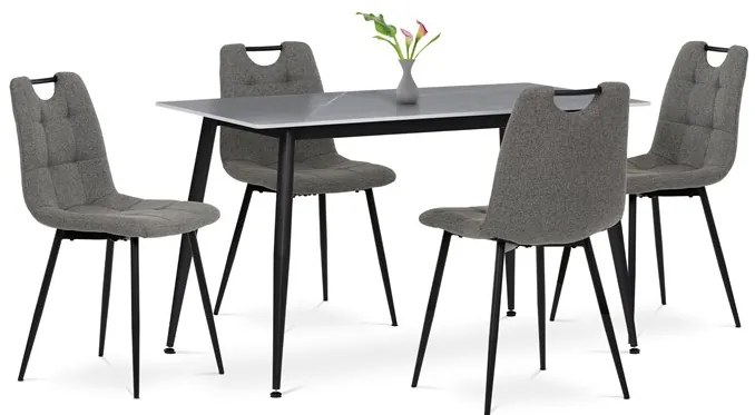 Autronic BONTEC Jedálenský set so 4 stoličkami, 130x70x76cm mramor, ASE-1001 GREY2 Farba: Šedá