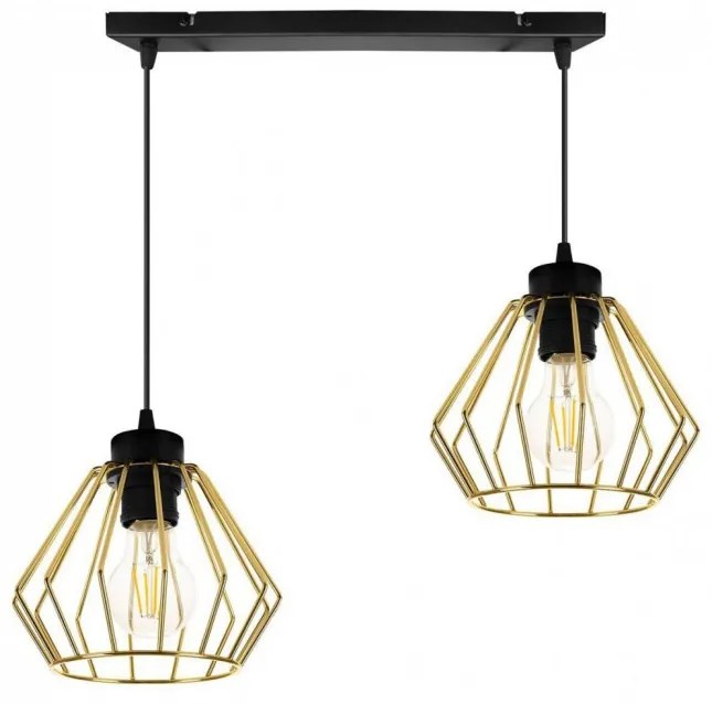 Priemyselná kovová závesná lampa so zlatými odtieňmi