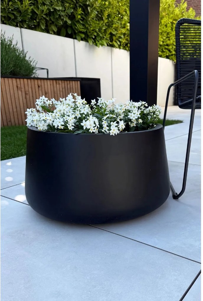 Kvetináč GORDO, sklolaminát, výška 29 cm, čierny