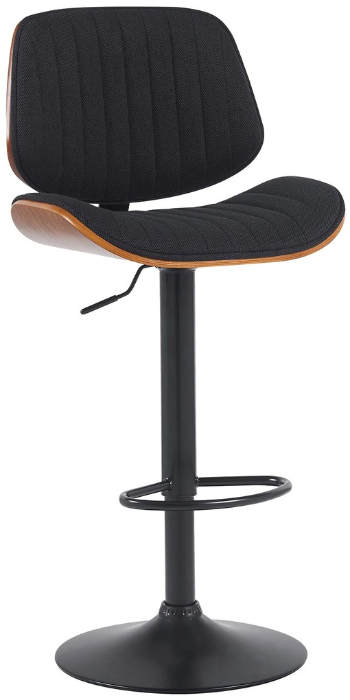Barová stolička Clawson - látka, čierny rám - orech/čierna