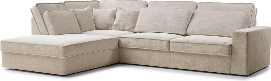 Krémovobiela ženilková rohová pohovka (ľavý roh/do L) Kirou – Maison de Rêve