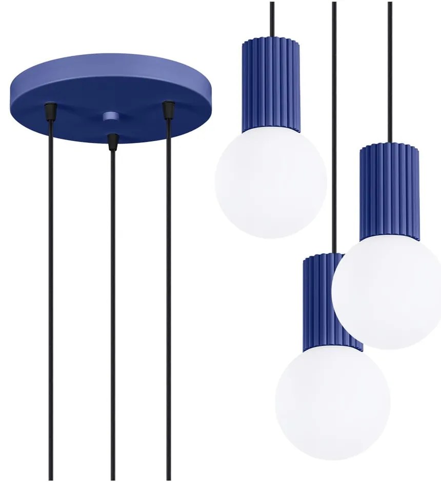 Tmavomodré závesné svietidlo so skleneným tienidlom ø 25 cm Orbital – Sollux