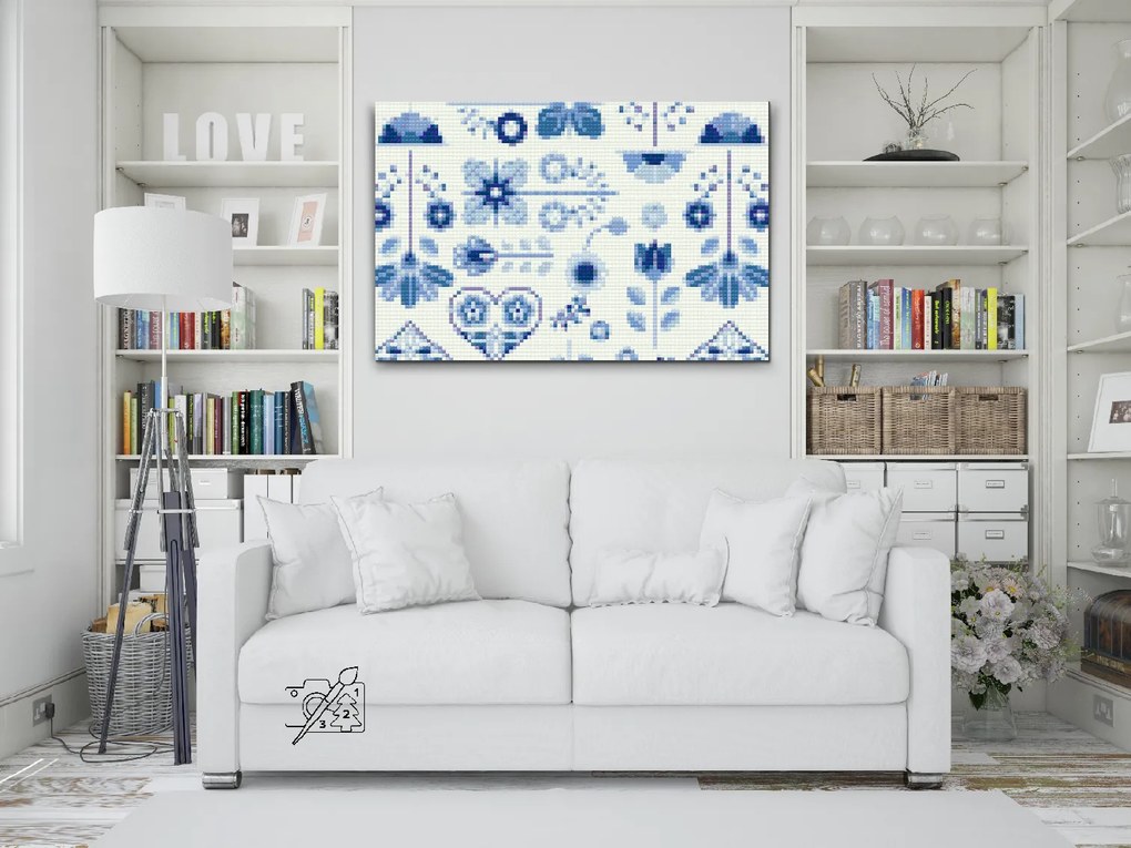 Gario Diamantové maľovanie Modrá mozaika Rozmery: 40 x 60 cm, Rámovanie: Iba zrolované plátno, Diamanty: Štvorcové