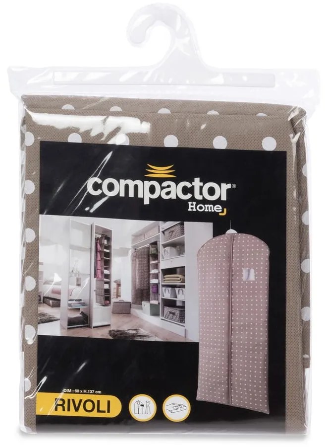 Béžový obal na šaty Compactor Dots, 137 cm
