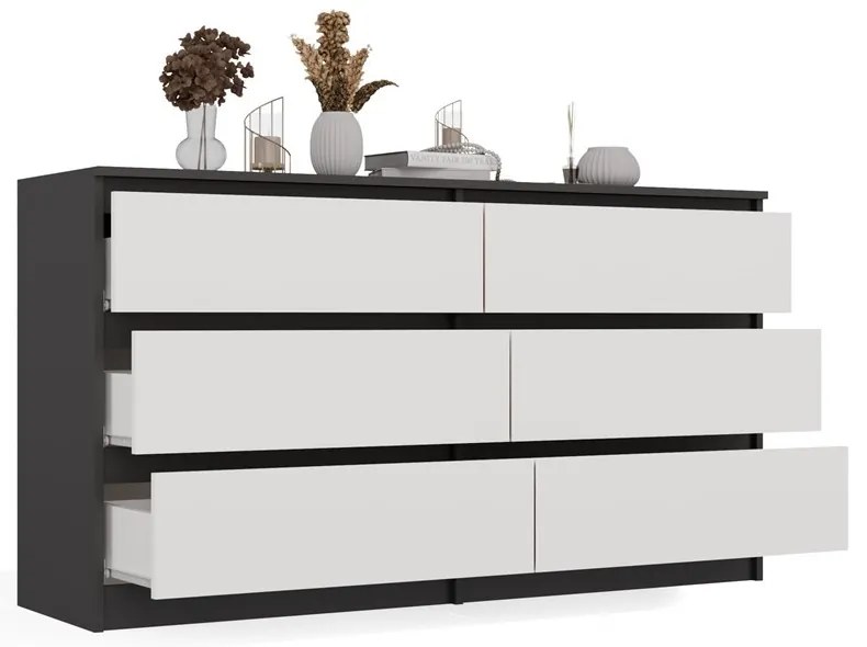 Komoda Malwa M6 140 cm antracit/bílá