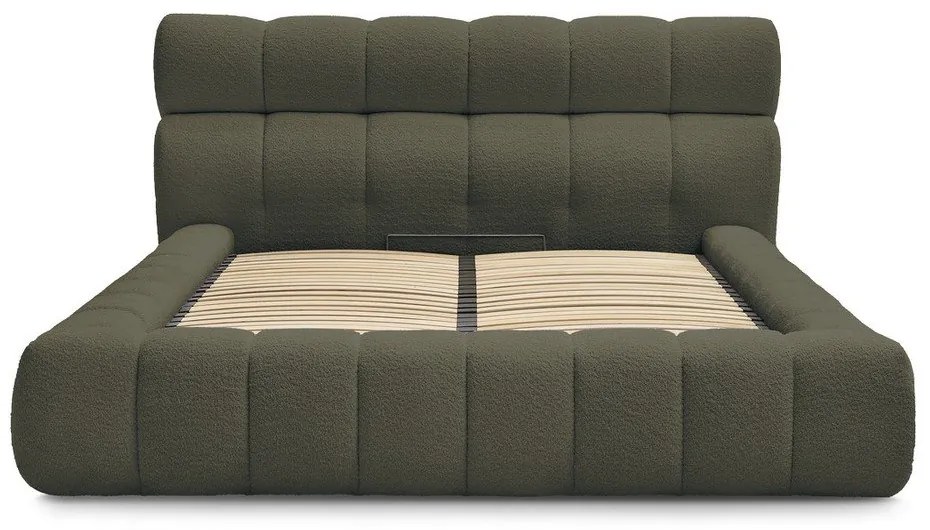 Zelená čalúnená dvojlôžková posteľ s úložným priestorom s roštom 180x200 cm Mont Blanc – Bobochic Paris