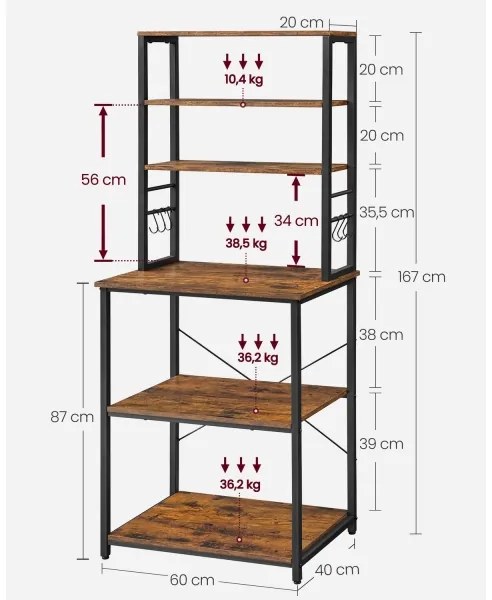 Policový regál MARGE hnedá/čierna