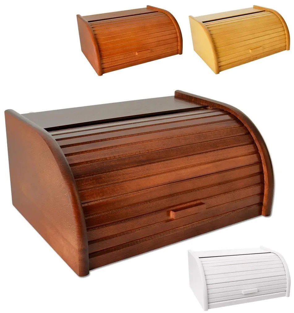 Chlebník z bukového dreva 39x28x18 cm, krémový