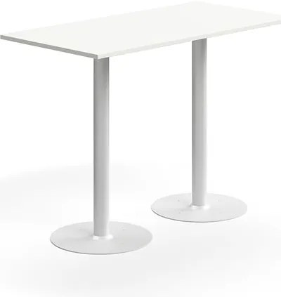 Barový stôl ALVA, 1400x700x1000 mm, s kotvením do zeme, HPL, biela