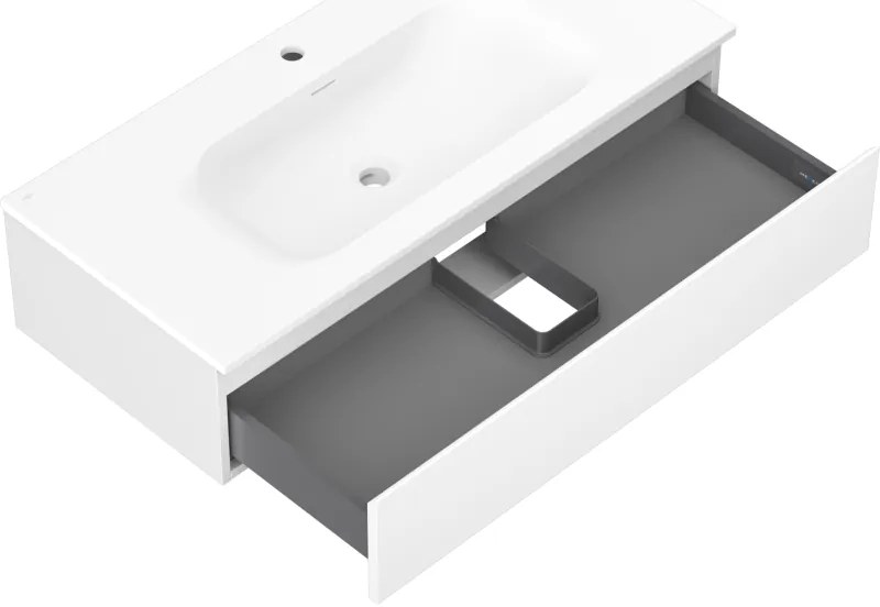 Mexen Orio, kúpeľňová skrinka 100 cm s umývadlom Vela, 1 zásuvka, biela matná, 91A10-10023-1-BF01-W23M01