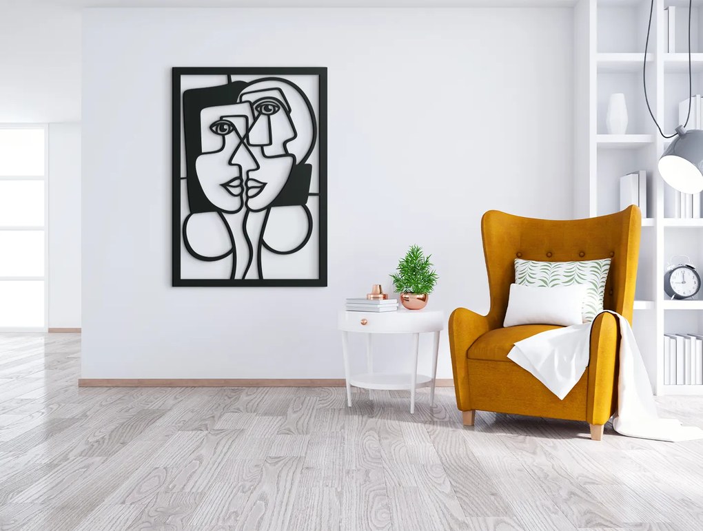 drevko Drevený obraz v avantgardnom štýle Ženy Rozmer obrazu: 44,5 x 31 cm, Farba dekorácie: Čierna