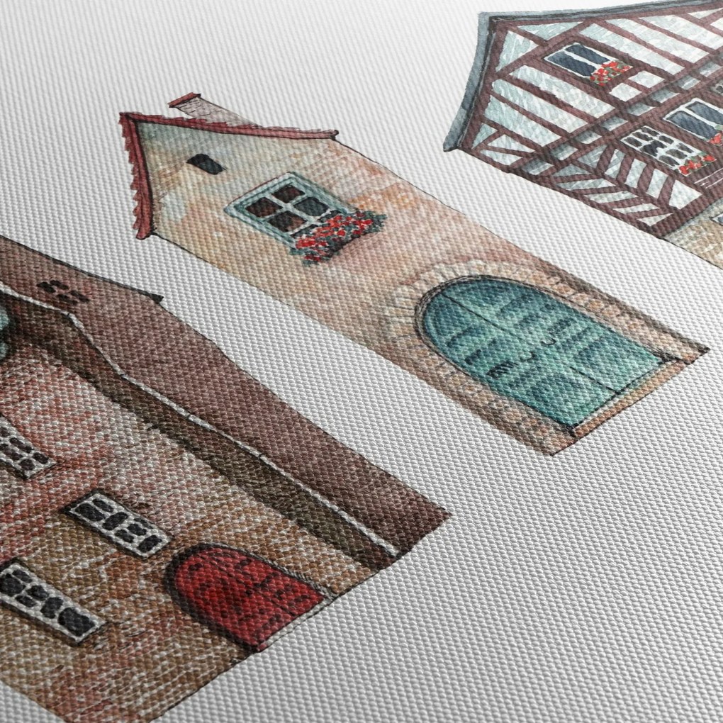 Obraz - Akvarelové domčeky (120x50 cm)