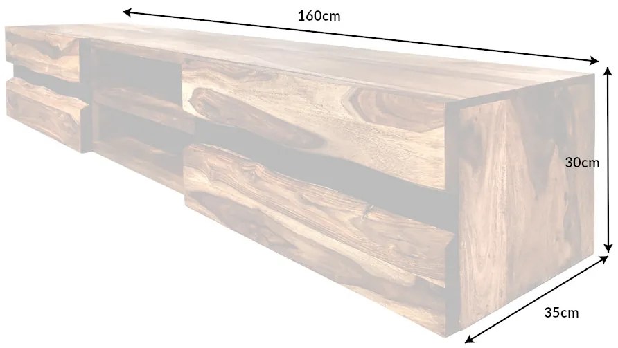 Dizajnový závesný TV stolík Argentinas 160 cm Sheesham