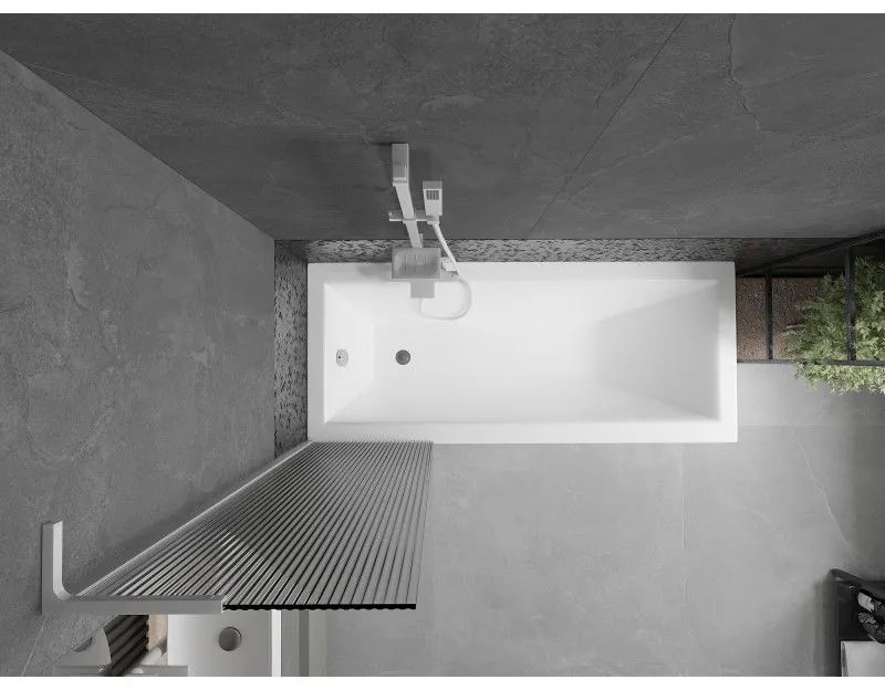 Mexen Next L, 1-krídlová vaňová zástena 50 x 150 cm, 6mm sklo s rebrovým vzorom, biely profil, 895-050-000-03-09-20