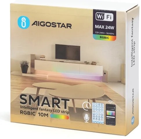Aigostar - LED RGBIC stmievateľný pásik 10 m LED/24W/24V + diaľkové ovládanie Wi-Fi