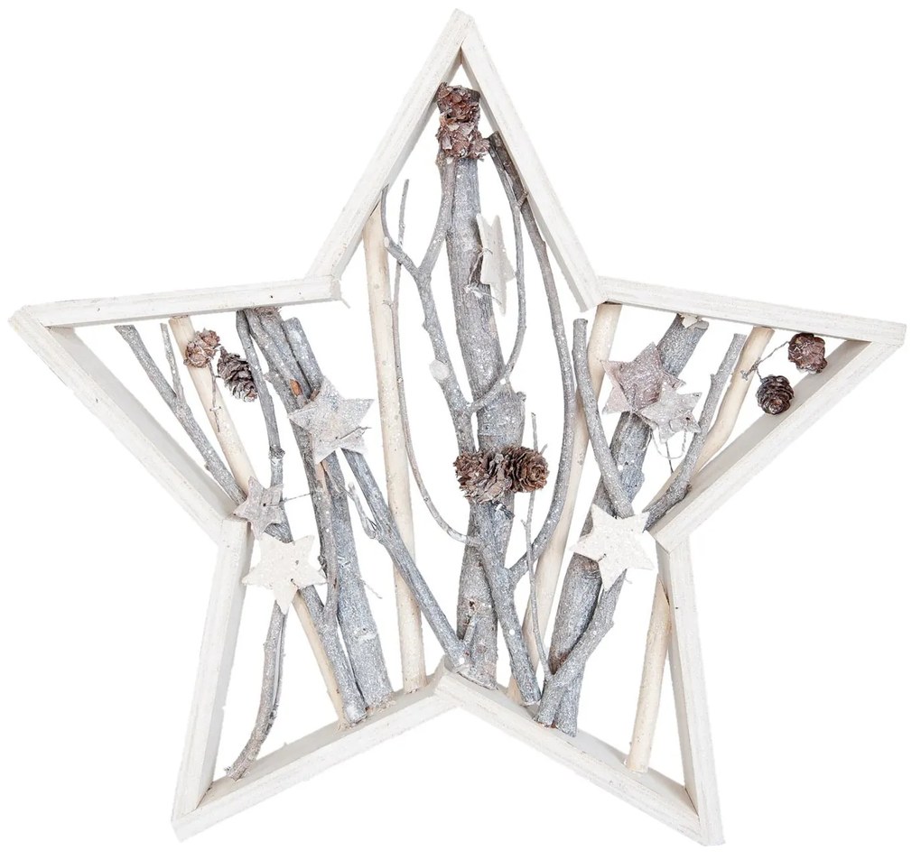 Drevená vianočné hviezda sa šiškami - 39 * 5 * 39 cm