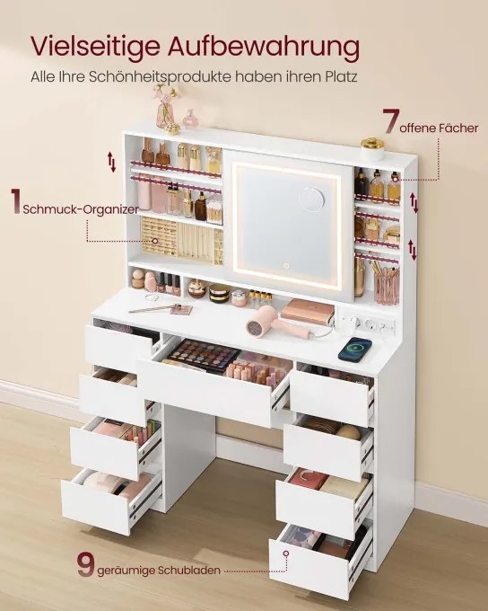 Toaletný stolík s LED zrkadlom RDT137W01