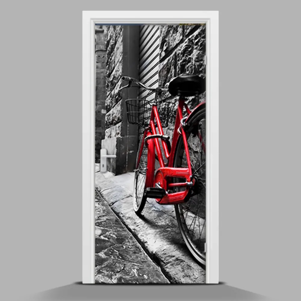 Nálepka na dvere Červené koleso wallmur-pl-f-95275197