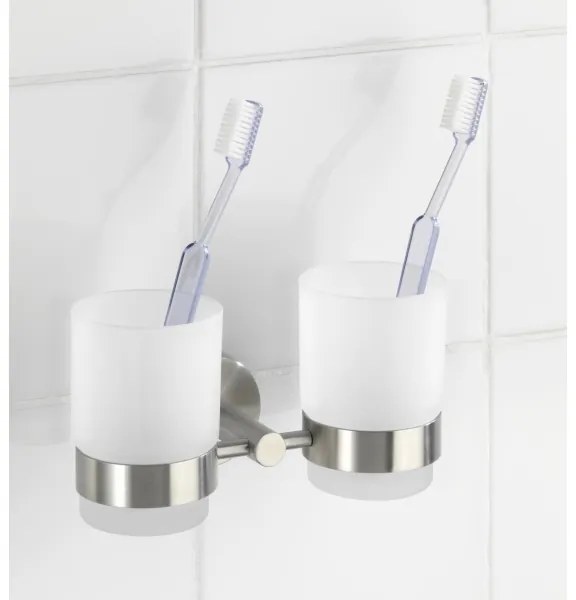 WENKO 19638100 - Držiak na zubné kefky BOSIO MATT 17,5x9,5 cm nerez/strieborný