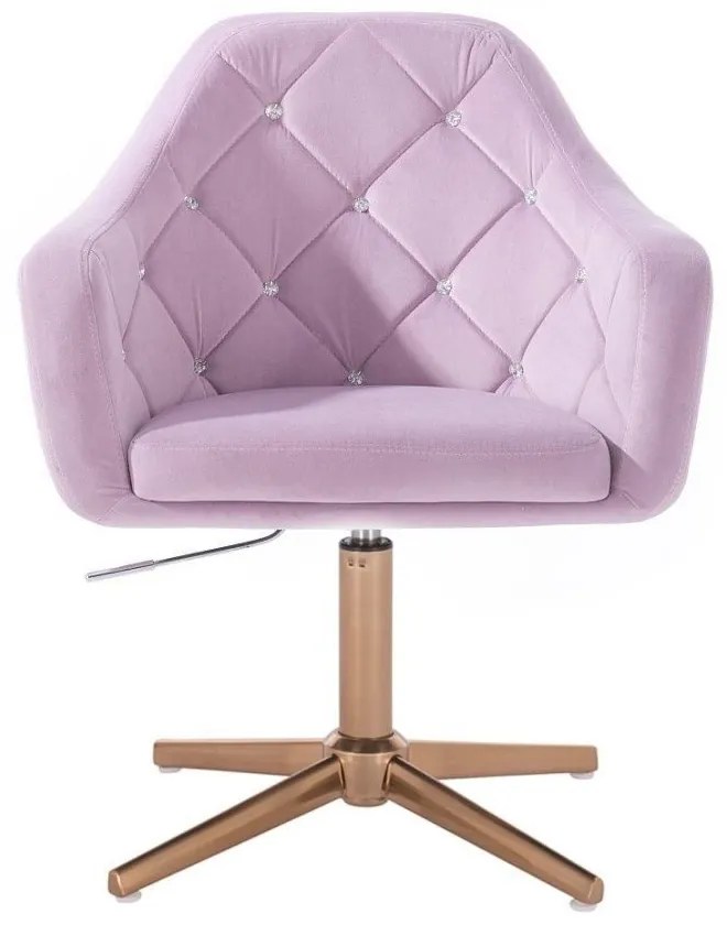LuxuryForm DESIGN Kreslo ROMA VELUR na zlatom kríži - levanduľa