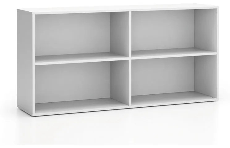 Kancelársky policový regál LAYERS, dlhý, 2 police, 1582 x 400 x 777, biela