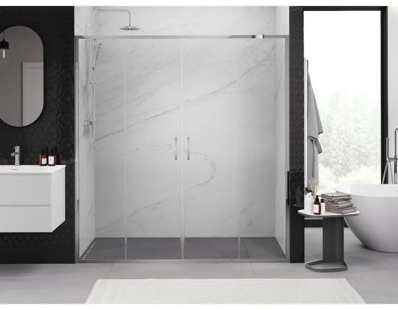 Mexen Exo, 2-krídlové posuvné 190x200 cm, 6mm číre sklo, chrómový profil, 8152-190-000-01-00