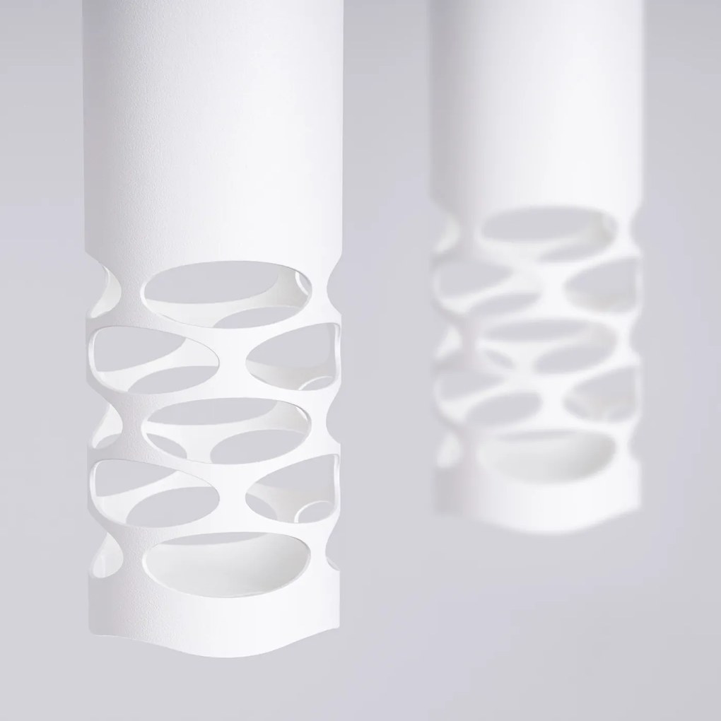 Závesné svietidlo Liro, 2x biele kovové tienidlo