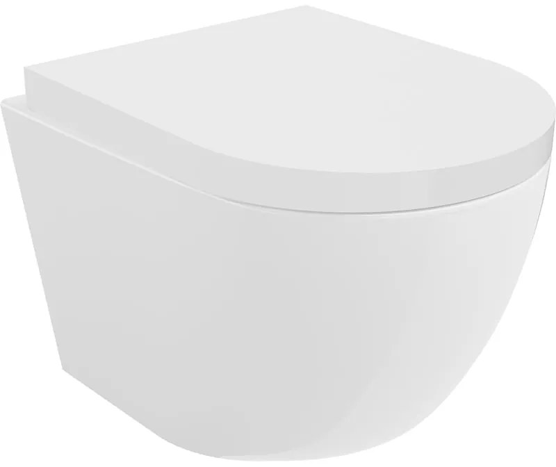 Mexen Lena, závesná WC misa 490x360x340 mm, Rimless Tornádo + toaletné WC sedadlo z duroplastu, biela lesklá, 30220200T