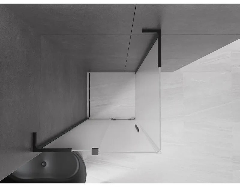 Mexen Velar L, sprchový kút s posuvnými dverami 90 x 90 cm, 8mm sklo námraza, čierna matná, 871-090-090-33-70