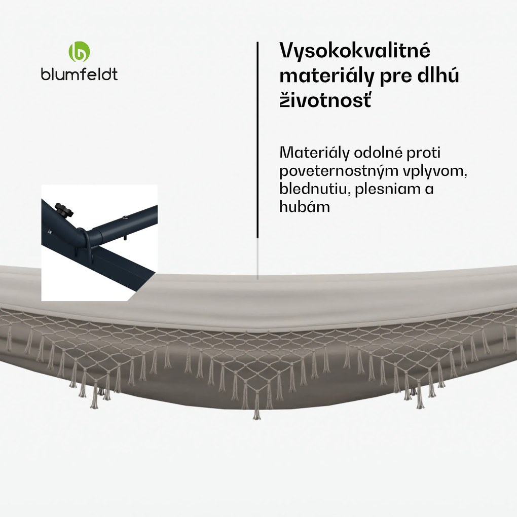 Blumfeldt SwayStation Boho hojdacia sieť, 400 x 116 cm, odolná proti poveternostným vplyvom, odolná proti hrdzi