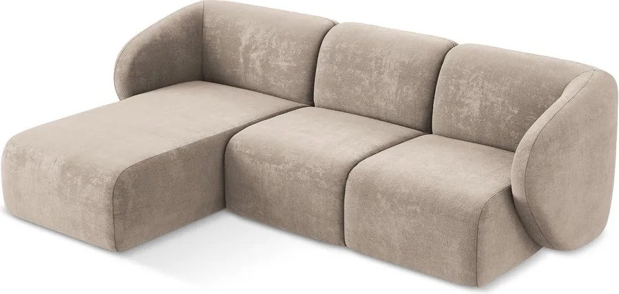 Svetlohnedá ženilková rohová pohovka (ľavý roh/s leňoškou) Lani – Makamii