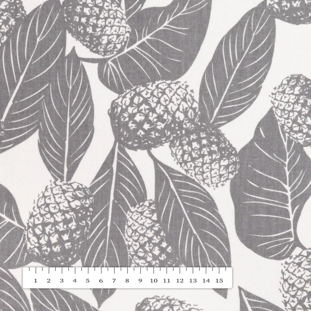 Biante Bavlnený záves Sandra SA-511 Sivé ananásy na bielom 150x250 cm