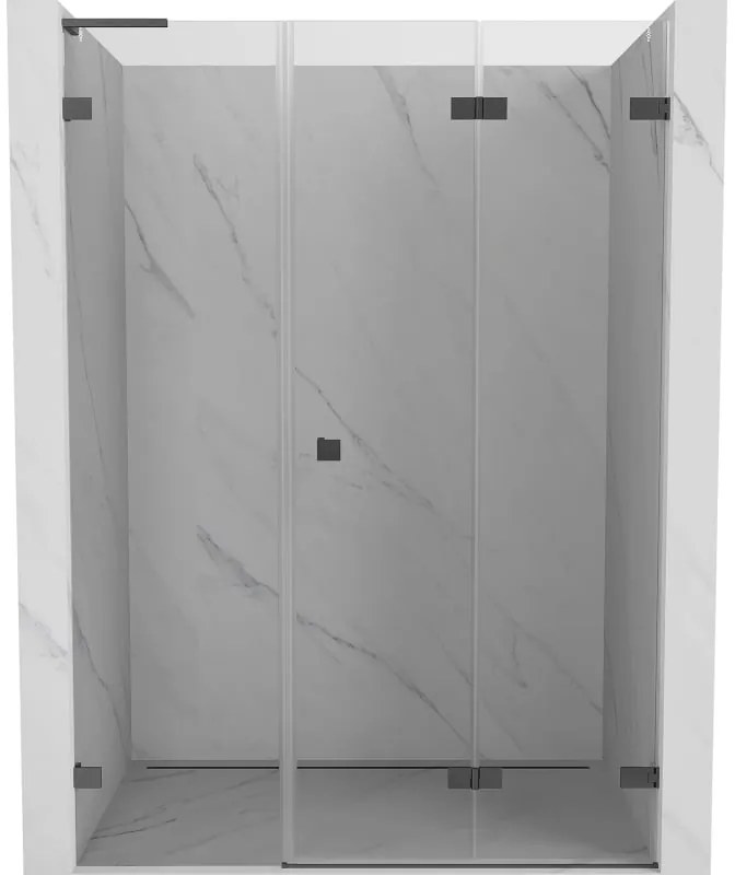 Mexen Lunar-F, L pravé sklápacie sprchové dvere 130 cm, 8mm číre sklo, grafitový profil, 836SL-130-050-95-00-P