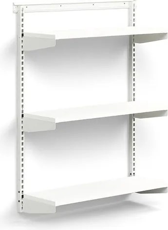 Nástenný regál RELY, základná sekcia, laminátové police, 1221x900x300 mm, biela