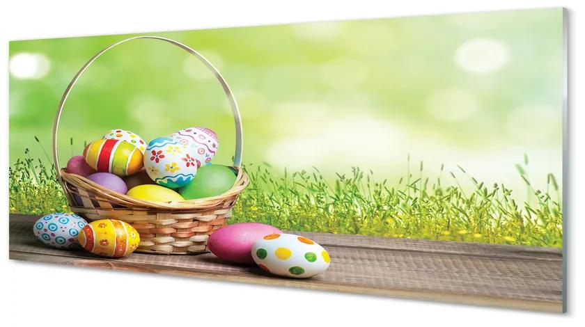 Obraz na akrylátovom skle Basket vajcia lúka 120x60 cm