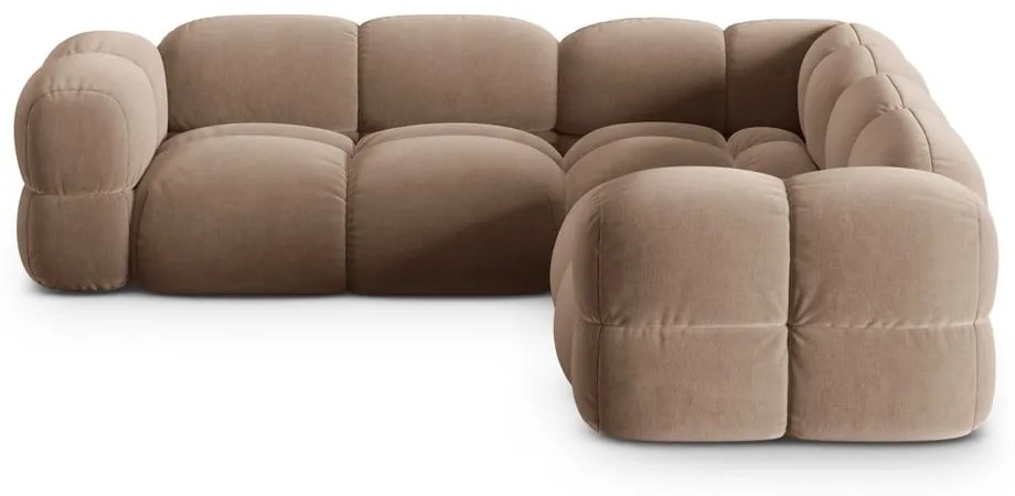 Hnedá zamatová rohová pohovka Loretto – Cosmopolitan Design