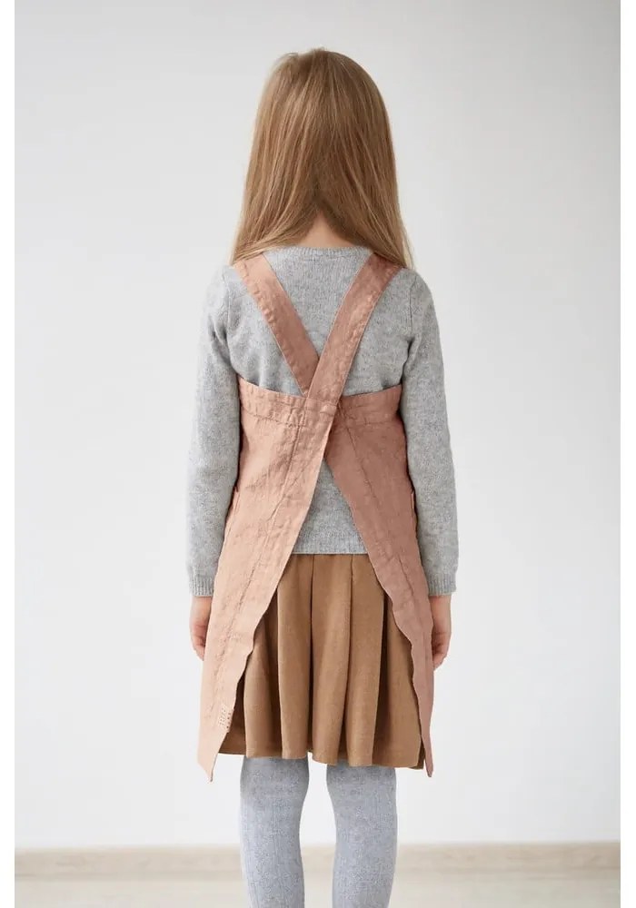 Detská oranžová ľanová zástera Linen Tales Pinafore, 72 x 45 cm