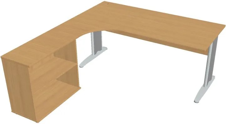 Rohový písací stôl SELECT so skrinkou - dĺžka 1800 mm, pravý, buk