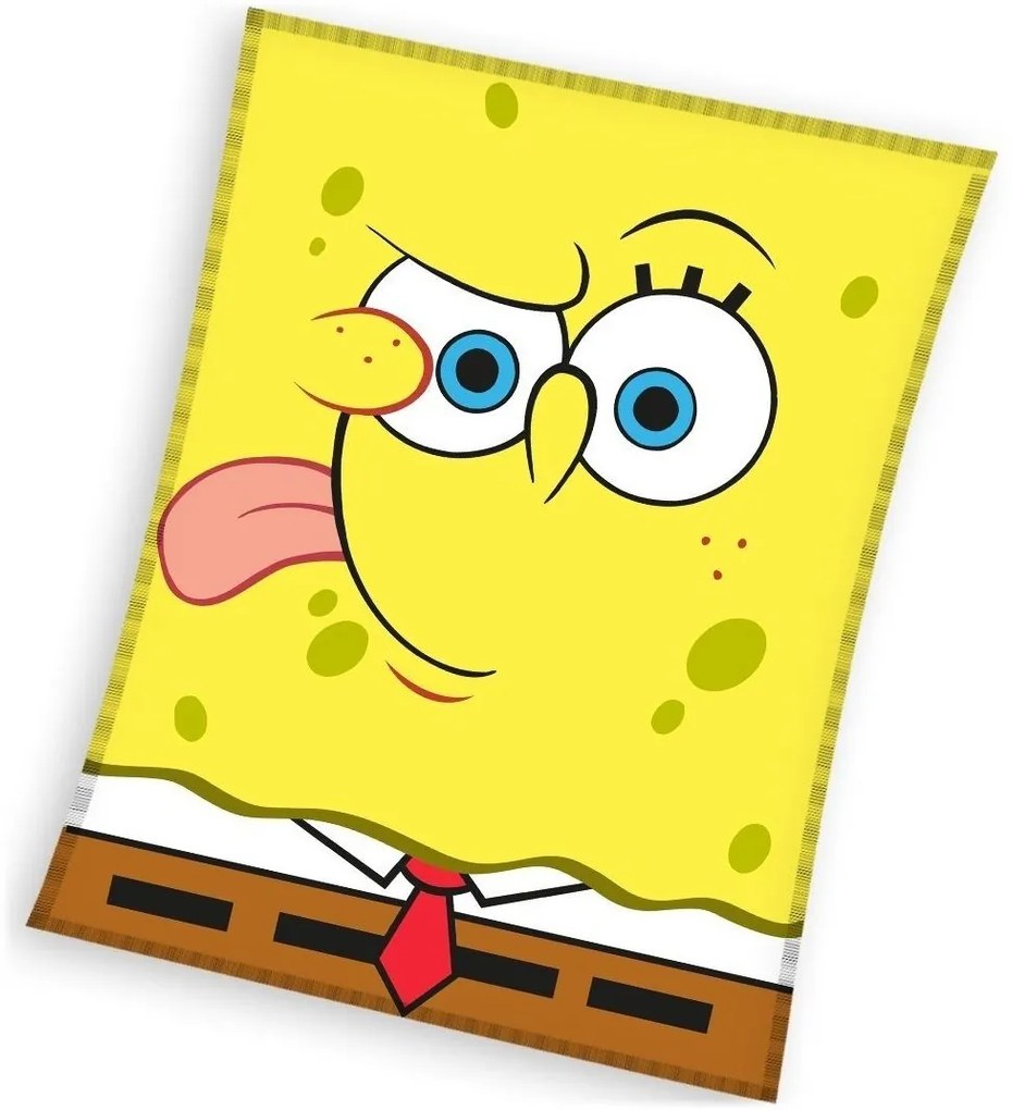 Veľká coral fleece deka SpongeBob - motív Emoji - 150 x 200 cm