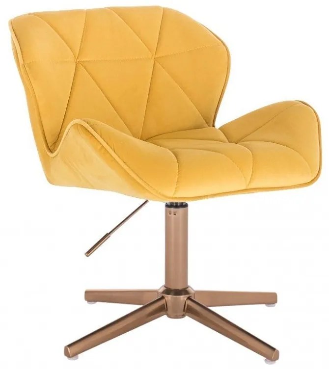 LuxuryForm DESIGN Stolička MILANO VELUR na zlatom kríži - žltá