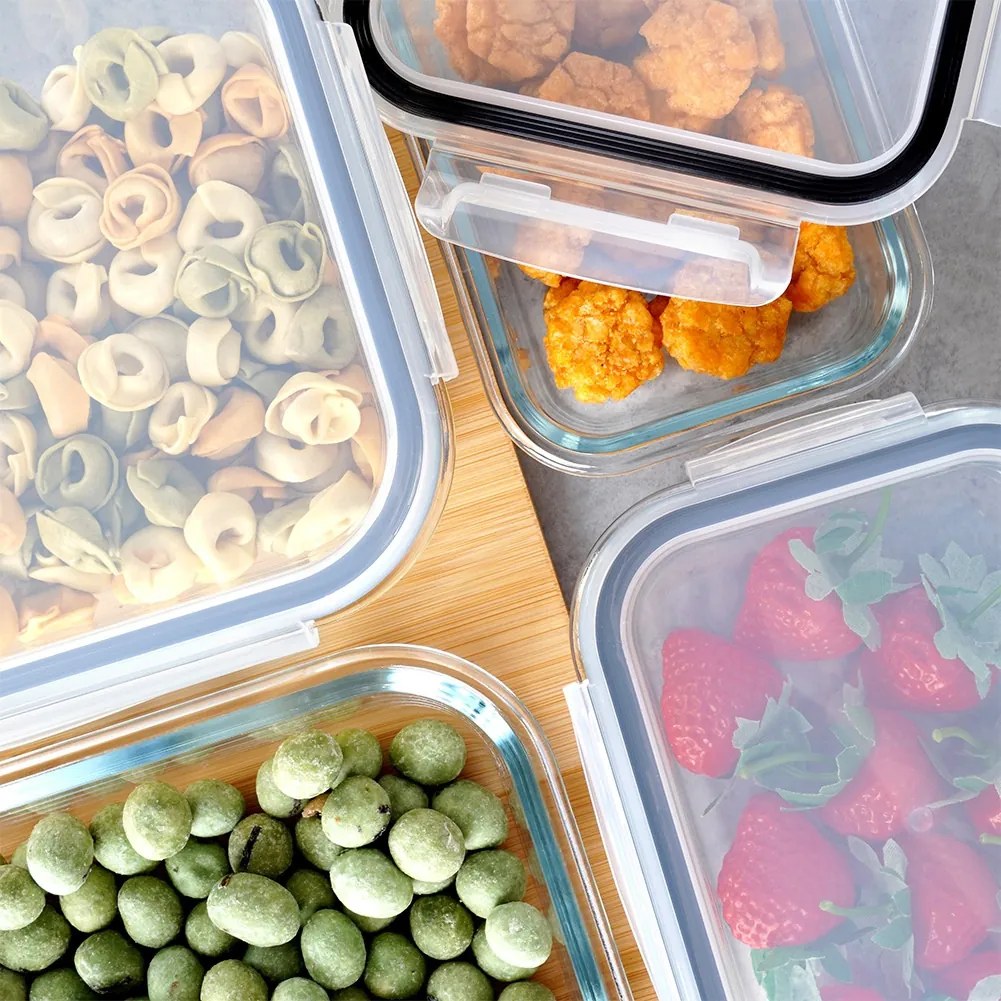 VILDE Sada 4 sklenených tesniacich dóz, krabičky na jedlo SKLO - LOCK&LOCK