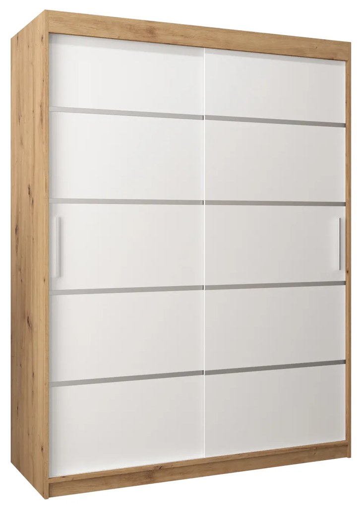 Šatníková skriňa 180 cm Verika 1 180 (dub artisan + biela). Akcia -20%. Vlastná spoľahlivá doprava až k Vám domov. 1063712
