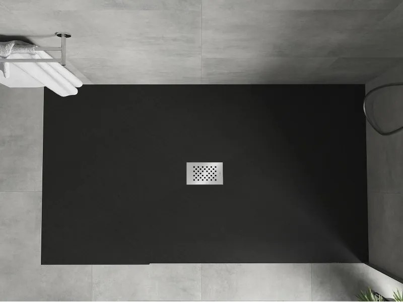 Mexen Hugo, obdĺžniková sprchová vanička SMC 200 x 100 cm, čierna, oceľová krytka, 42701020-X