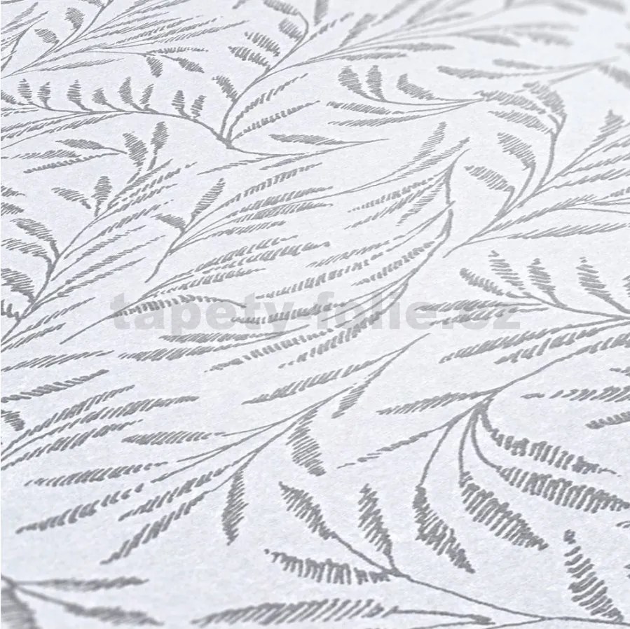 Vliesové tapety na stenu Alpha 33326-1, rozmer 10,05 m x 0,53 m, florálny vzor strieborný na svetlo sivom podklade, A.S. CRÉATION