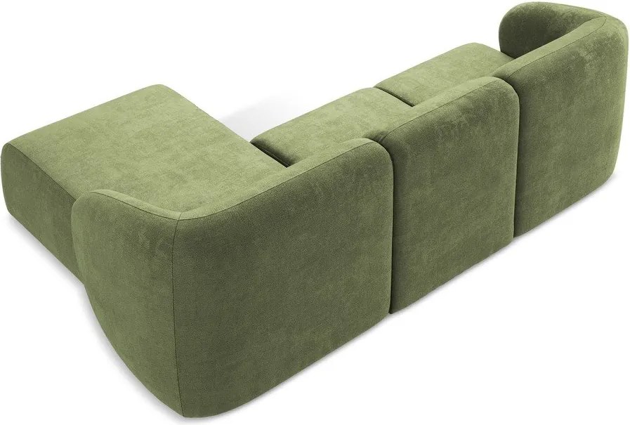 Zelená ženilková rohová pohovka (pravý roh/s leňoškou) Lani – Makamii