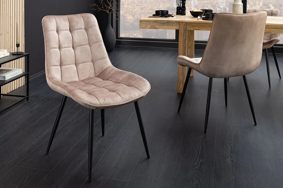 Dizajnová jedálenská stolička Granby greige zamat