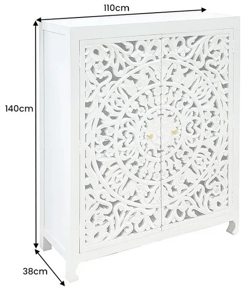 Dizajnová vysoká komoda Felicita 140 cm biele mango